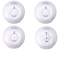HiSPEC MAINS Power INTERCONNECTABLE 3x Smoke & 1x Heat Detector FF10 with 10Yr Rechargeable Lithium Battery Backup