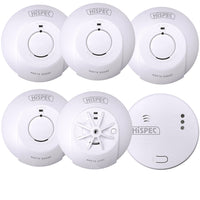 HiSPEC MAINS Power INTERCONNECTABLE 4x Smoke, 1x Heat & 1x CO Detector FF10 with 10Yr Rechargeable Lithium Battery Backup