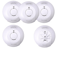 HiSPEC MAINS Power INTERCONNECTABLE 4x Smoke & 1x Heat Detector FF10 with 10Yr Rechargeable Lithium Battery Backup