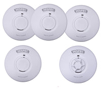 HiSPEC Mains Powered INTERCONNECTABLE 4x Smoke & 1x Heat Alarm with 9V Battery Back-Up