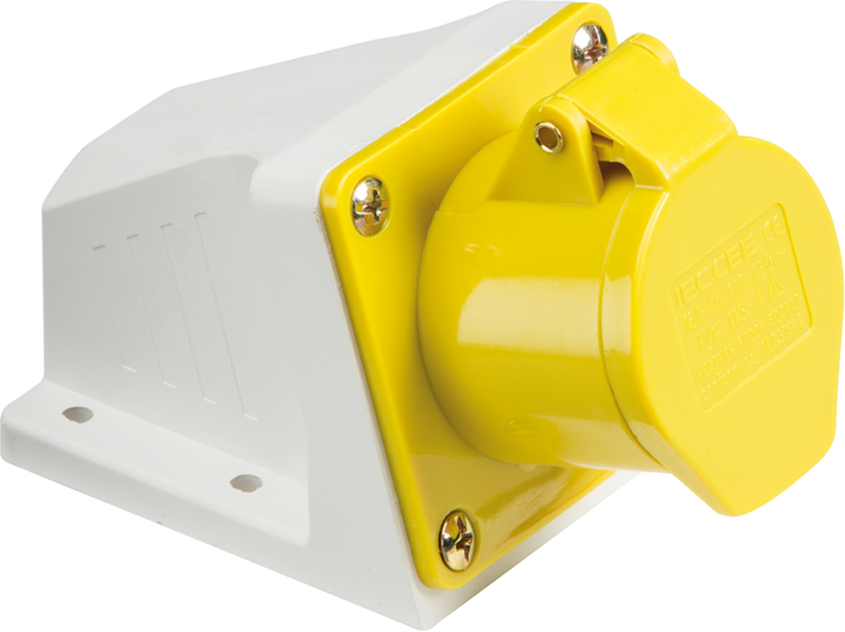 Knightsbridge IN003 110V IP44 16A Angled Surface Mount Socket 2P+E - westbasedirect.com