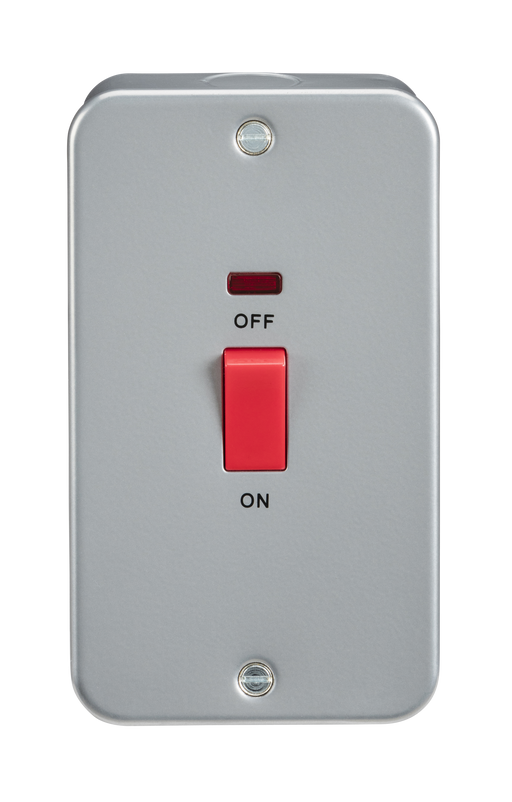 Knightsbridge M8332N Metal Clad 45A DP Switch + Neon - Large Plate - westbasedirect.com