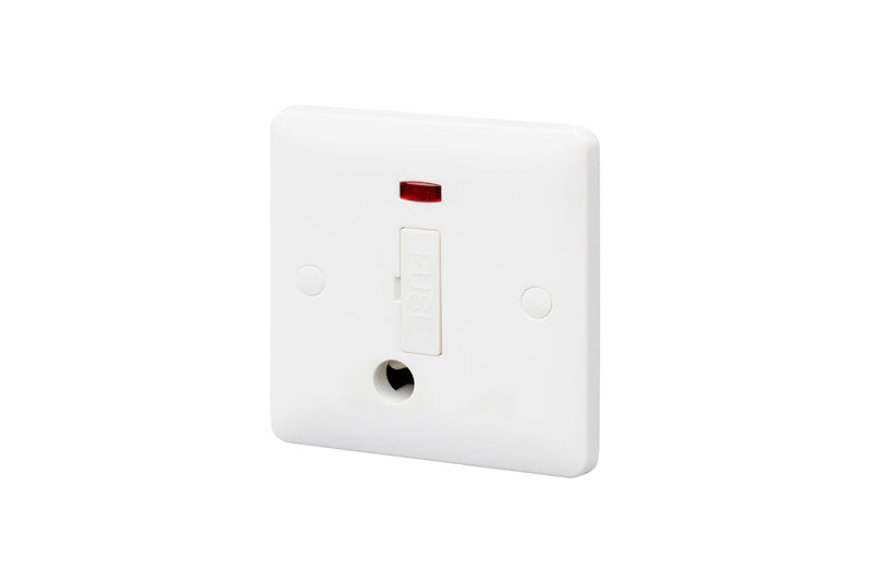 MK Base MB1030WHI White Moulded 1G 13A Unswitched Fused Spur Unit + Neon + Flex - westbasedirect.com