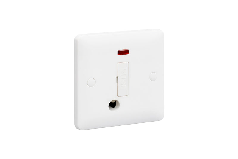 MK Base MB1030WHI White Moulded 1G 13A Unswitched Fused Spur Unit + Neon + Flex - westbasedirect.com