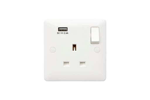 MK Base MB24354WHI White Moulded 13A 1G DP Switched Socket + 2xUSB 2.4A - westbasedirect.com