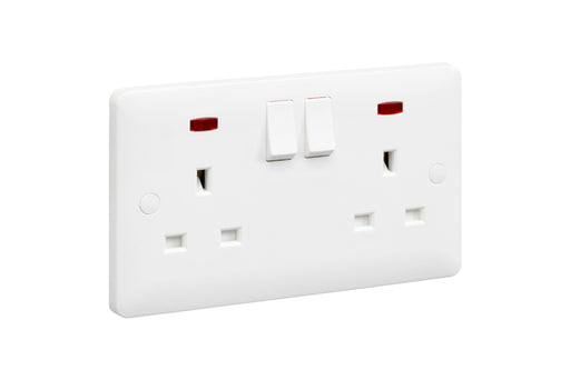 MK Base MB2647DPWHI White Moulded 13A 2G DP Switched Socket + Neon - westbasedirect.com