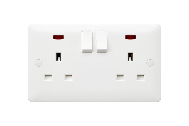 MK Base MB2647WHI White Moulded 13A 2G SP Switched Socket + Neon - westbasedirect.com