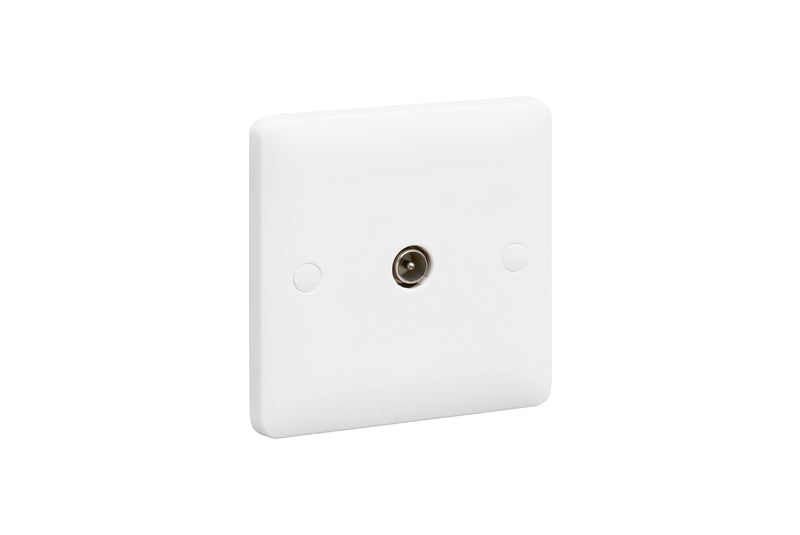 MK Base MB3520WHI White Moulded 1G Single TV Socket Outlet Male (Non-Isolated) - westbasedirect.com