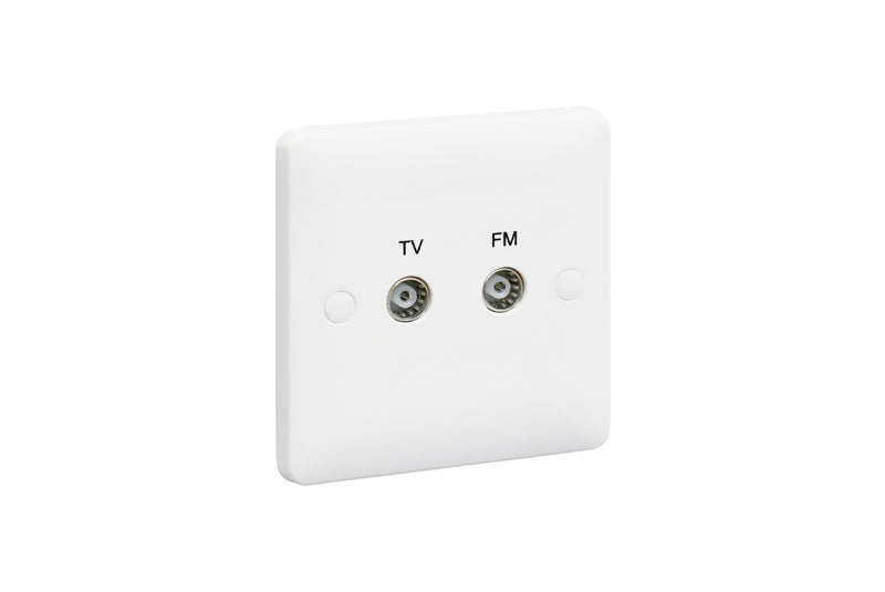 MK Base MB3523WHI White Moulded 1G Twin TV/FM Diplexer Outlet (Isolated) - westbasedirect.com