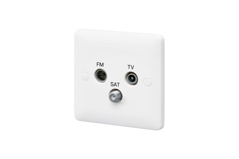 MK Base MB3553WHI White Moulded 1G Triple TV/FM/SAT Triplexer Outlet - westbasedirect.com