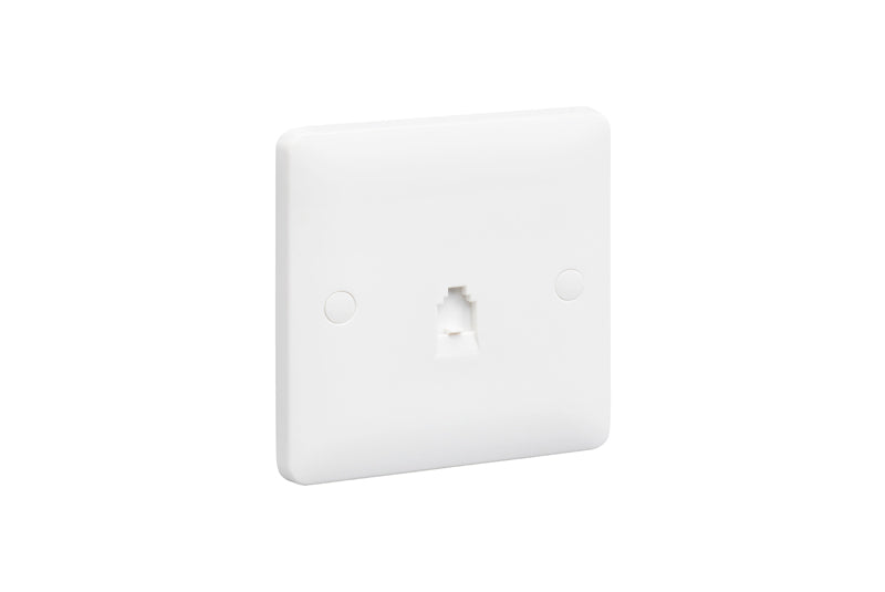 MK Base MB417WHI White Moulded 1G Single RJ11 Telephone Socket - westbasedirect.com