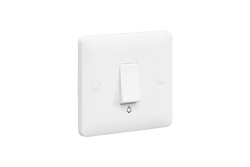 MK Base MB4867WHI White Moulded 10A 1G Push Switch marked "BELL" - westbasedirect.com