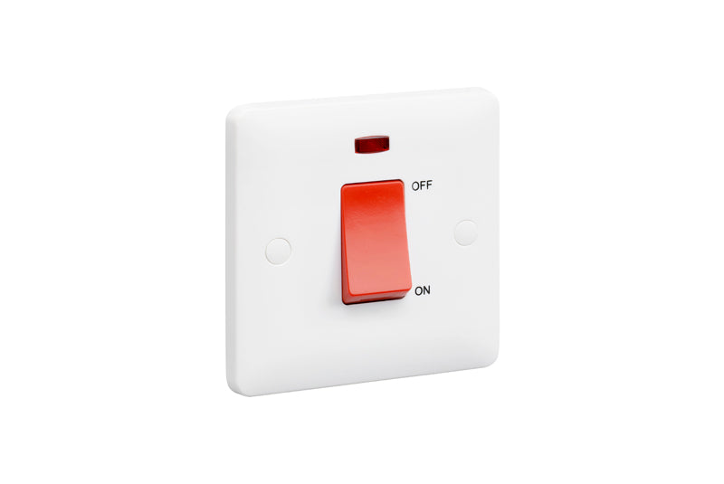 MK Base MB5105WHI White Moulded 32A 1G DP Switch + Neon - westbasedirect.com