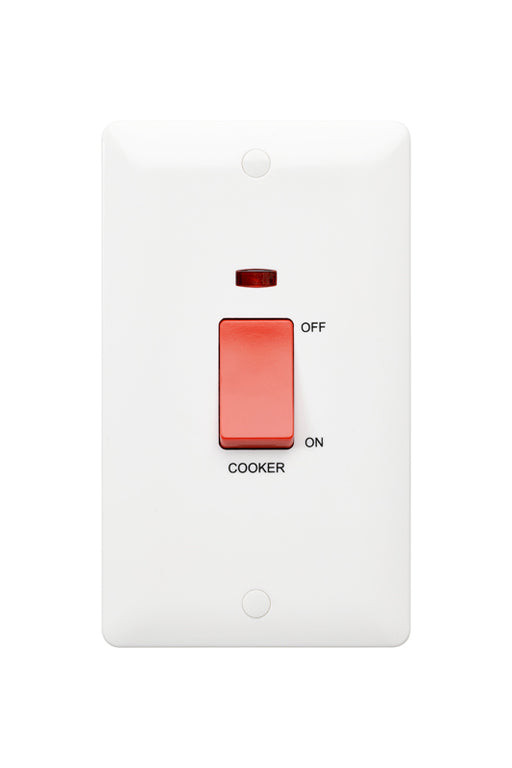 MK Base MB5215NCWHI White Moulded 45A 2G DP Switch + Neon marked Cooker (Large) - westbasedirect.com