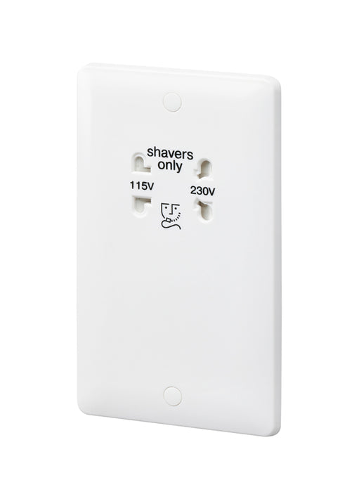 MK Base MB701WHI White Moulded 115/230V Dual Voltage Shaver Socket - westbasedirect.com