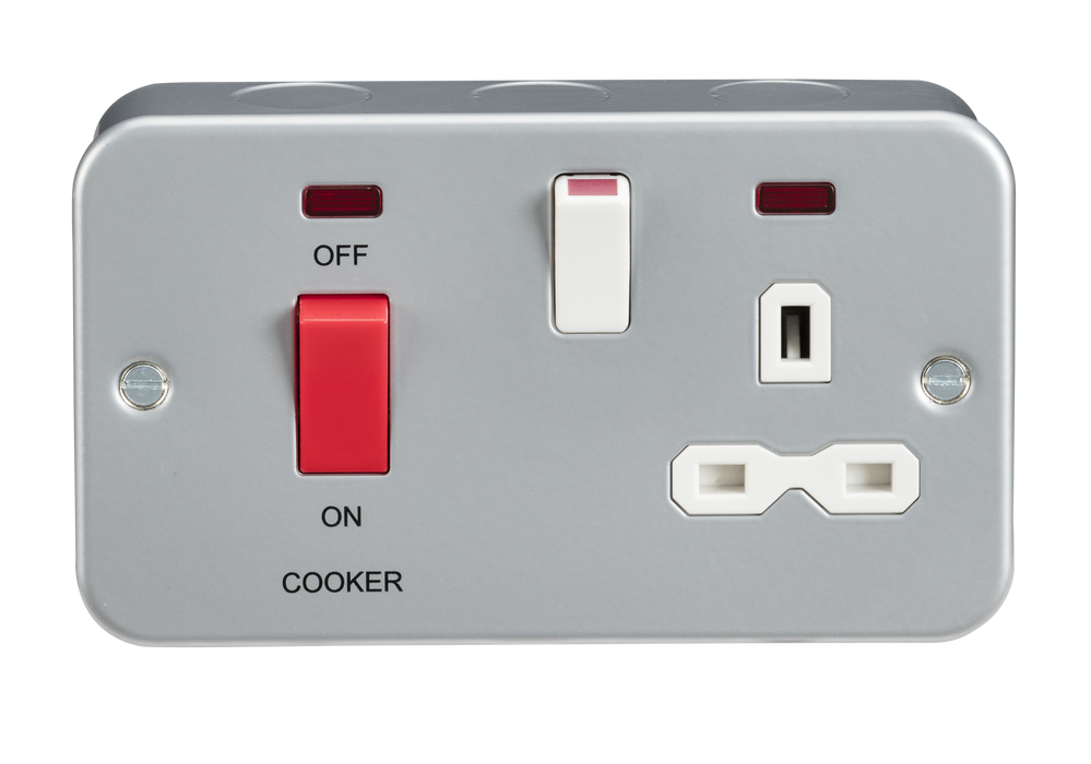 Knightsbridge MR8333N Metal Clad 2G 45A DP Cooker Switch + 13A Socket + Neons - westbasedirect.com