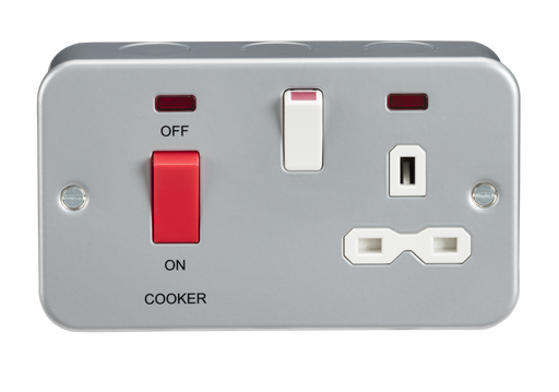 Knightsbridge MR8333N Metal Clad 2G 45A DP Cooker Switch + 13A Socket + Neons - westbasedirect.com