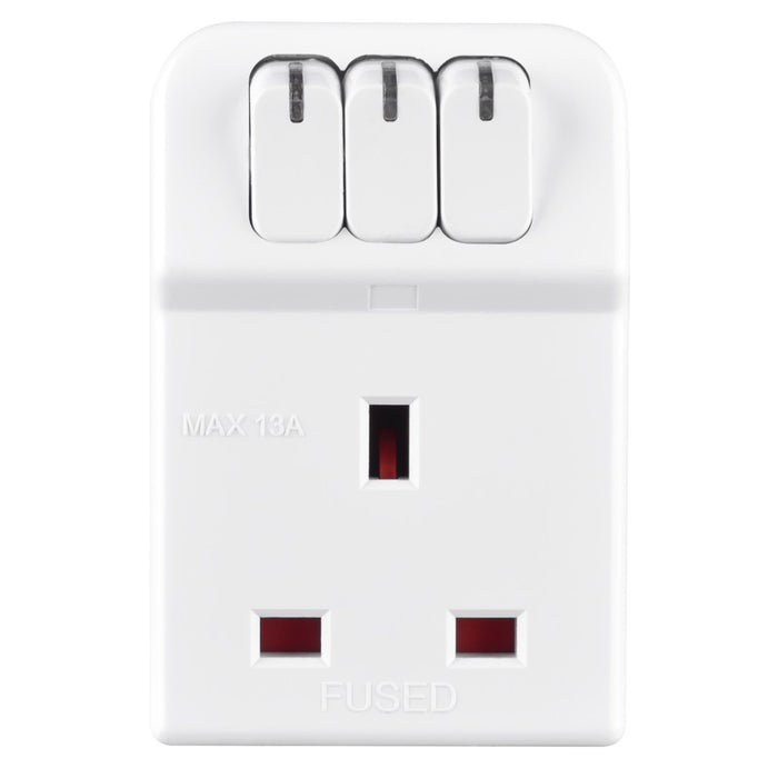 Masterplug MSWG3 3 Socket 13A Fused Switched Multi-Socket Adaptor - westbasedirect.com