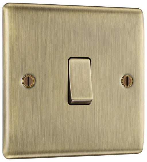 BG NAB12 Nexus Metal Single Light Switch 10A - Antique Brass - westbasedirect.com