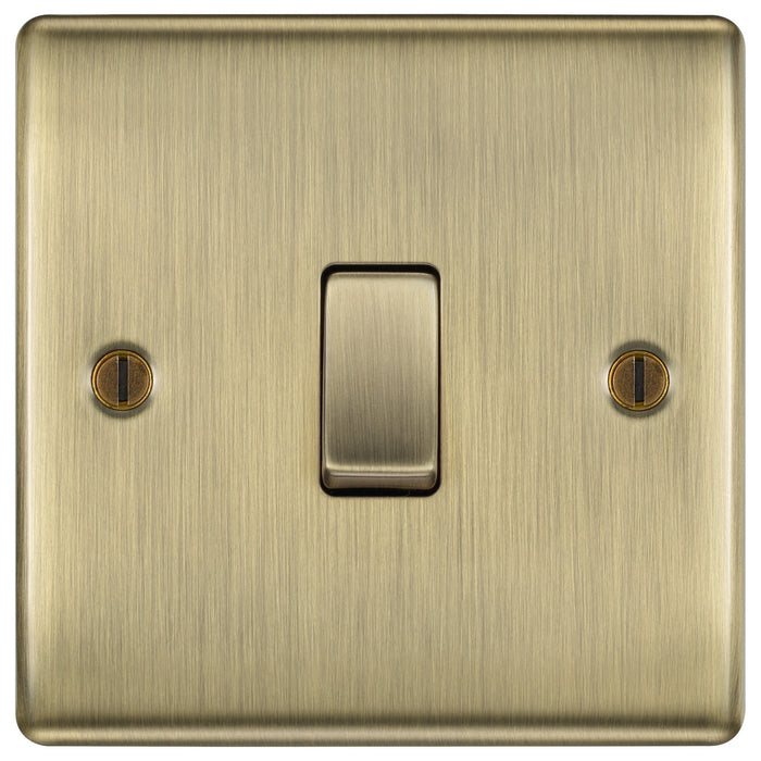 BG NAB12 Nexus Metal Single Light Switch 10A - Antique Brass - westbasedirect.com