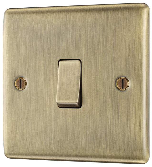 BG NAB12 Nexus Metal Single Light Switch 10A - Antique Brass - westbasedirect.com