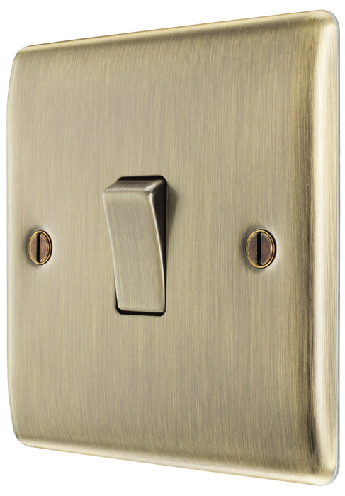 BG NAB12 Nexus Metal Single Light Switch 10A - Antique Brass - westbasedirect.com