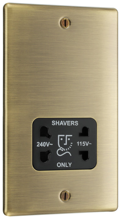BG NAB20B Nexus Metal Dual Voltage Shaver Socket/Black - Antique Brass - westbasedirect.com