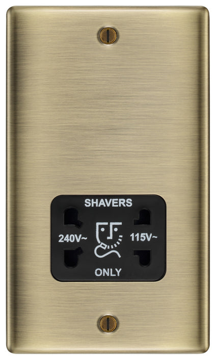 BG NAB20B Nexus Metal Dual Voltage Shaver Socket/Black - Antique Brass - westbasedirect.com