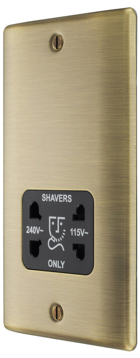 BG NAB20B Nexus Metal Dual Voltage Shaver Socket/Black - Antique Brass - westbasedirect.com