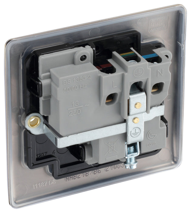 BG NAB21B Nexus Metal Single Socket 13A /Black Insert - Antique Brass - westbasedirect.com