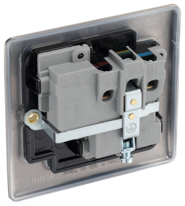 BG NAB21B Nexus Metal Single Socket 13A /Black Insert - Antique Brass (5 Pack) - westbasedirect.com