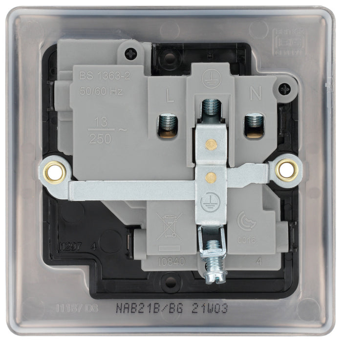 BG NAB21B Nexus Metal Single Socket 13A /Black Insert - Antique Brass - westbasedirect.com
