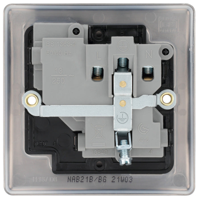 BG NAB21B Nexus Metal Single Socket 13A /Black Insert - Antique Brass (5 Pack) - westbasedirect.com