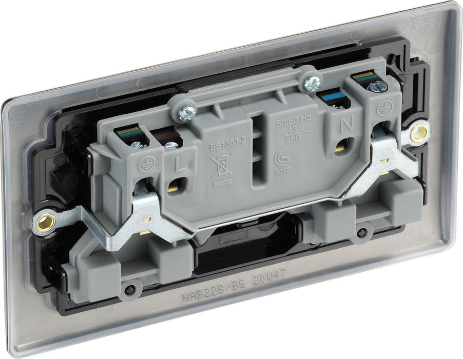 BG NAB22B Nexus Metal Double Socket 13A - Black Insert - Antique Brass (5 Pack) - westbasedirect.com