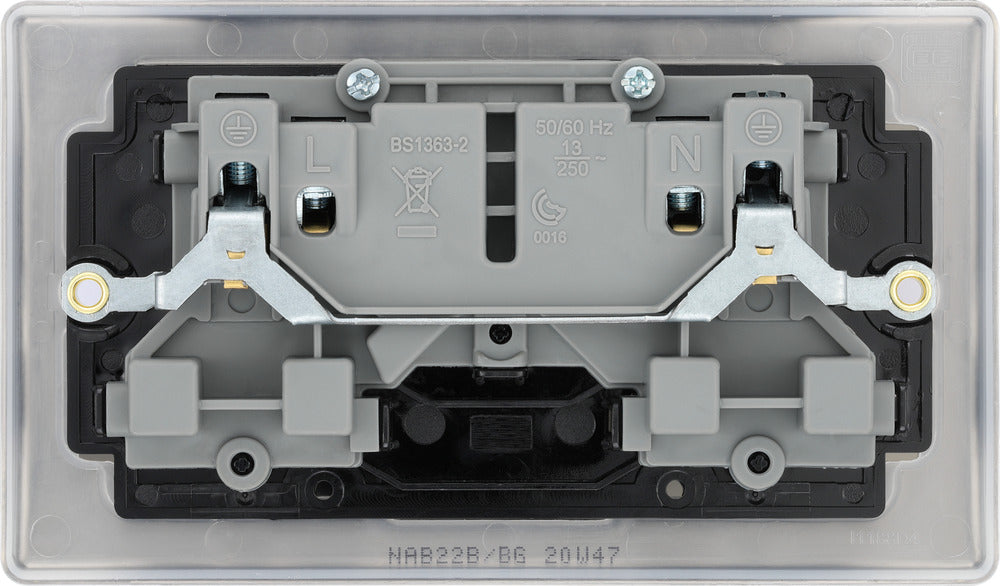 BG NAB22B Nexus Metal Double Socket 13A - Black Insert - Antique Brass - westbasedirect.com