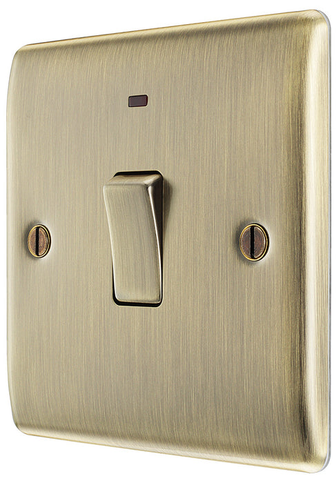 BG NAB31 Nexus Metal 20A DP Switch + Neon - Antique Brass - westbasedirect.com