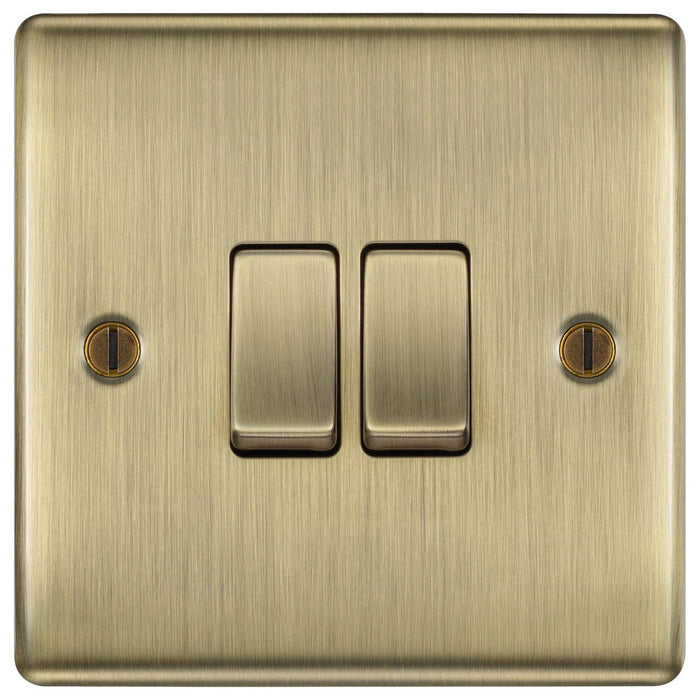 BG NAB42 Nexus Metal Double Light Switch 10A - Antique Brass (5 Pack) - westbasedirect.com
