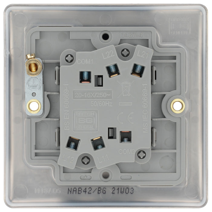 BG NAB42 Nexus Metal Double Light Switch 10A - Antique Brass - westbasedirect.com