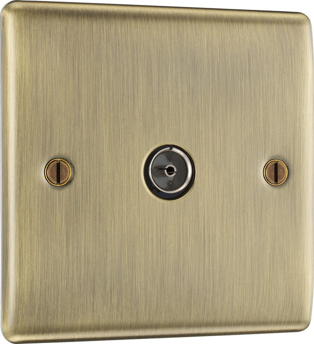 BG NAB60 Nexus Metal TV Aerial Socket - Antique Brass - westbasedirect.com