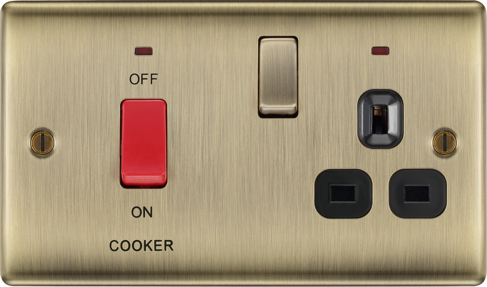 BG NAB70B Nexus Metal DP Cooker +Socket+Neon /Black - Antique Brass - westbasedirect.com
