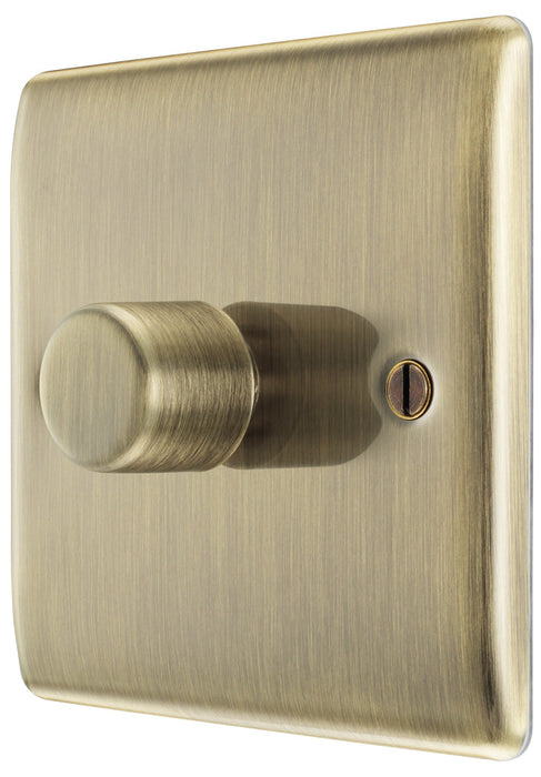 BG NAB81 Nexus Metal 2-Way Single Trailing Edge Dimmer Push On/Off - Antique Brass - westbasedirect.com