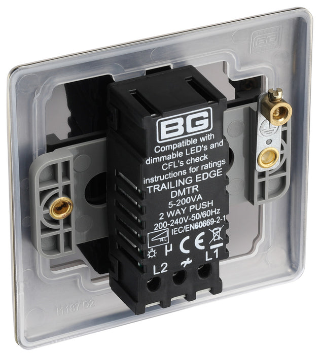 BG NAB81 Nexus Metal 2-Way Single Trailing Edge Dimmer Push On/Off - Antique Brass - westbasedirect.com