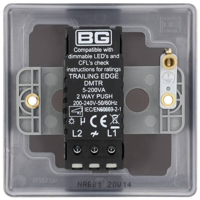 BG NAB81 Nexus Metal 2-Way Single Trailing Edge Dimmer Push On/Off - Antique Brass - westbasedirect.com