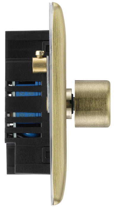 BG NAB82 Nexus Metal 2-Way Double Trailing Edge Dimmer Push On/Off - Antique Brass - westbasedirect.com
