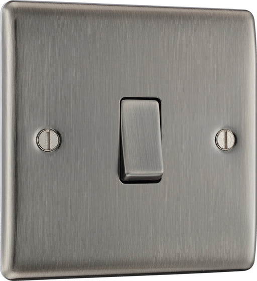 BG NBI12 Nexus Metal Single Light Switch 10A - Brushed Iridium - westbasedirect.com