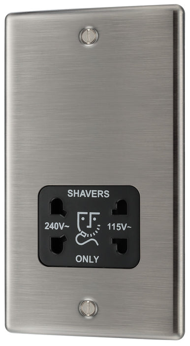 BG NBI20B Nexus Metal Dual Voltage Shaver Socket/Black - Brushed Iridium - westbasedirect.com