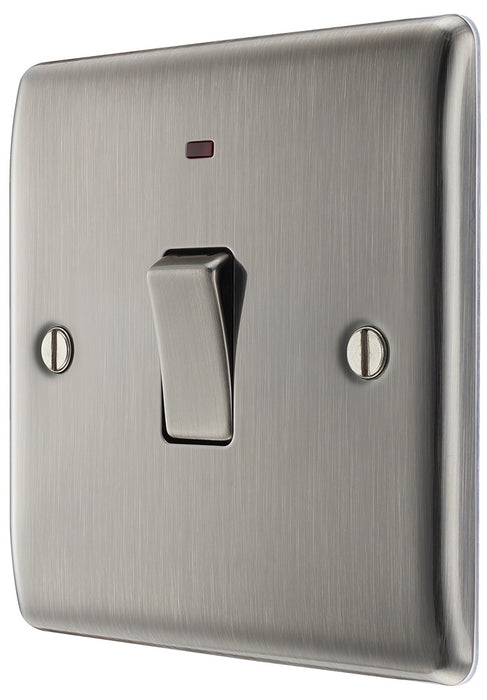 BG NBI31 Nexus Metal 20A DP Switch + Neon - Brushed Iridium - westbasedirect.com