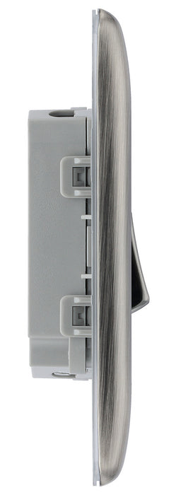 BG NBI42 Nexus Metal Double Light Switch 10A - Brushed Iridium - westbasedirect.com