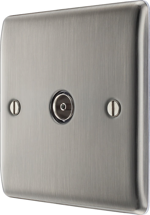BG NBI60 Nexus Metal TV Aerial Socket - Brushed Iridium - westbasedirect.com