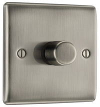 BG NBI81 Nexus Metal 2-Way Single Trailing Edge Dimmer Push On/Off - Brushed Iridium